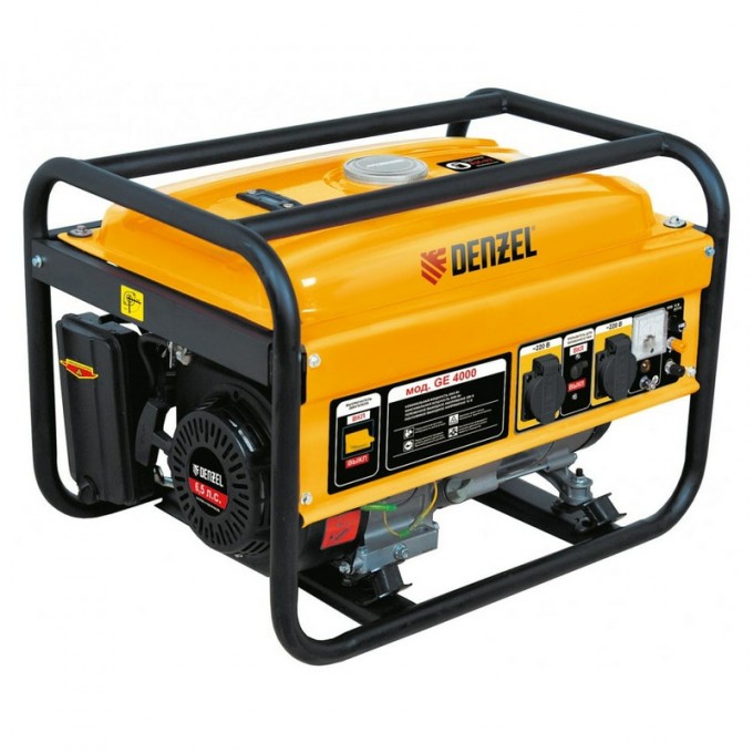 Бензиновый генератор GE 2500, 2,5 кВт, 220В, 15 л, ручной старт Denzel 17441