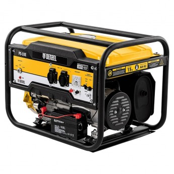 Бензиновый генератор PS-33E, 3,3 кВт, 230В, 15 л, электростартер Denzel 17442