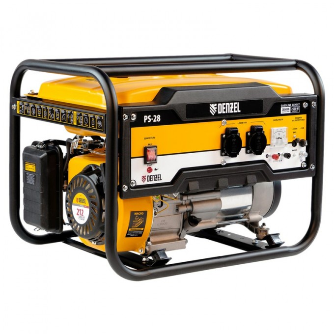 Бензиновый генератор PS 28, 2,8 кВт, 230 В, 15 л, ручной старт Denzel 17446
