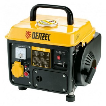 Бензиновый генератор DB950, 0,75 кВт, 220В, 4 л, ручной старт Denzel 17448
