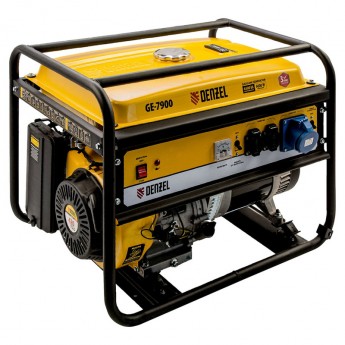 Бензиновый генератор GE 7900, 6,5 кВт, 220 В, 25 л, ручной старт Denzel 17479