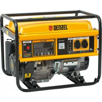 Бензиновый генератор GE 4500, 4,5 кВт, 220В, 25 л, ручной старт Denzel 17516