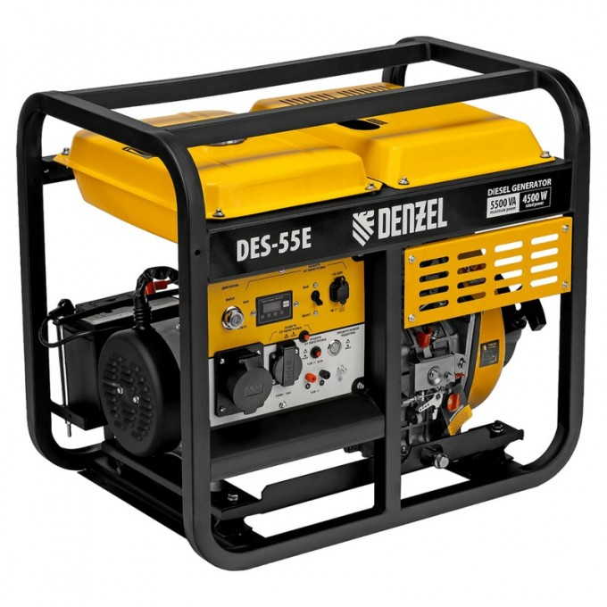 Дизельный генератор DES-55E, 5,5 кВт, 230 В, 11 л, электростартер Denzel 17669