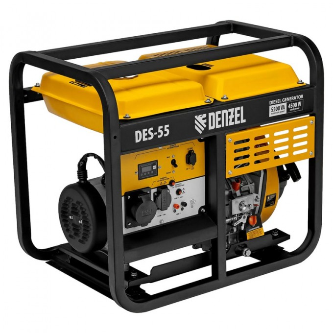 Дизельный генератор DES-55, 5,5 кВт, 230 В, 11 л, ручной стартер Denzel 17673
