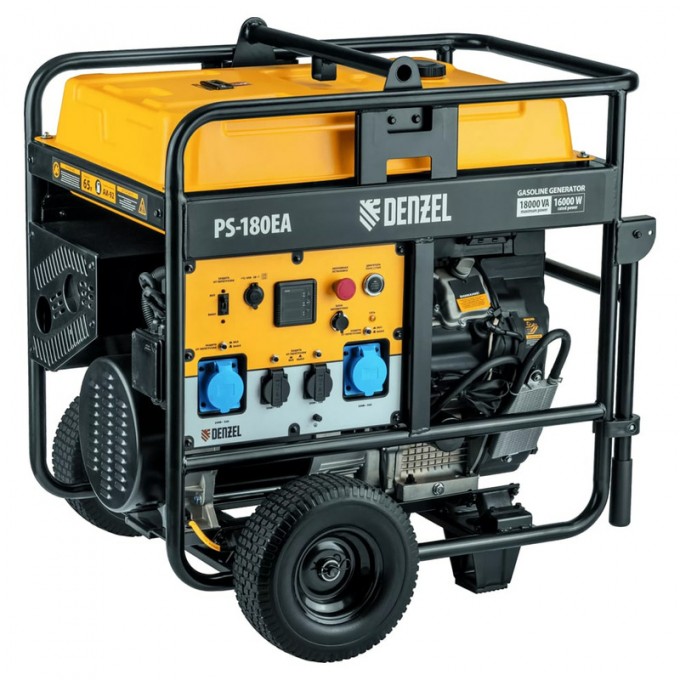 Бензиновый генератор PS-180EA, 18 кВт,230 В, 65л, разъём ATS, электростартер Denzel 17678