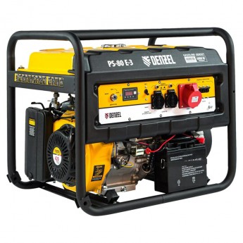 Бензиновый генератор PS 80 E-3, 6,6 кВт, 400 В, 25 л, электростартер Denzel 17682